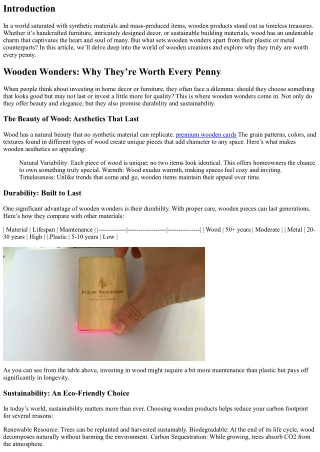 “Wooden Wonders: Why They’re Worth Every Penny”