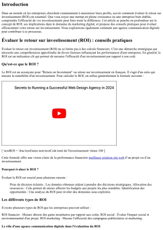 Évaluer le retour sur investissement (ROI) : conseils pratiques