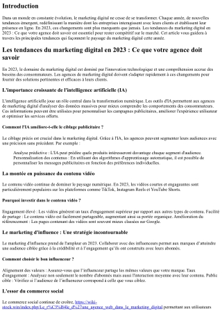 Les tendances du marketing digital en 2023 : Ce que votre agence doit savoir
