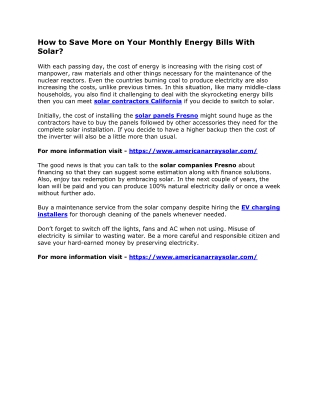 How to Save More on Your Monthly Energy Bills With Solar