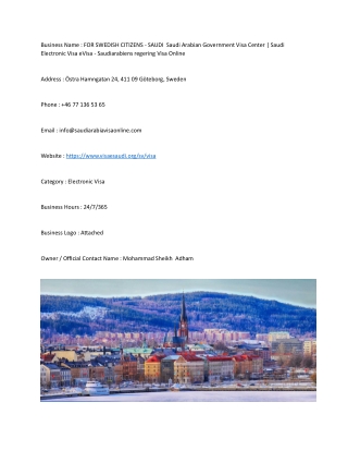 FOR SWEDISH CITIZENS - SAUDI  Saudi Arabian Government Visa Center | Saudi Elect