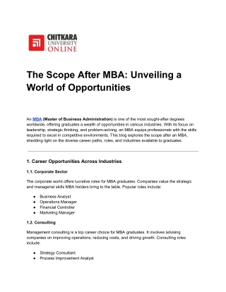 The Scope After MBA