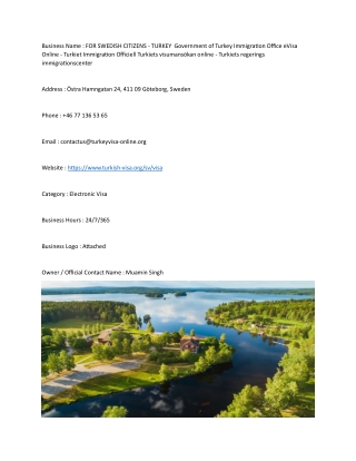 FOR SWEDISH CITIZENS - TURKEY  Government of Turkey Immigration Office eVisa Onl