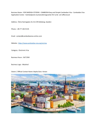 FOR SWEDISH CITIZENS - CAMBODIA Easy and Simple Cambodian Visa - Cambodian Visa