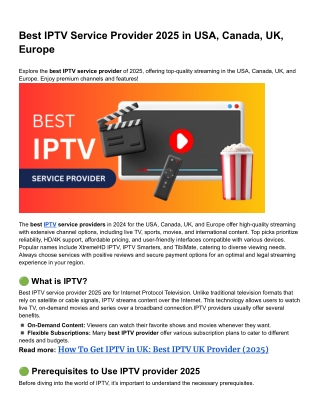Best IPTV Service Provider 2025 in USA, Canada, UK, Europe