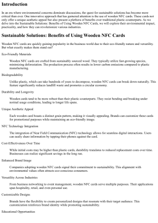 Sustainable Solutions: Benefits of Using Wooden NFC Cards