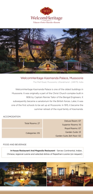 Experience Luxury Heritage Resort - WelcomHeritage Kasmanda Palace Mussoorie