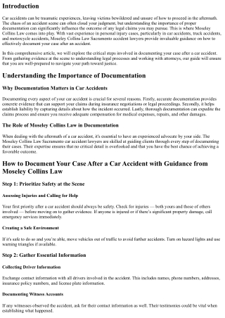 How to Document Your Case After a Car Accident with Guidance from Moseley Collin