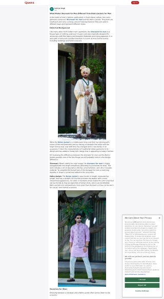 Sherwani for Men Different from Nehru Jackets