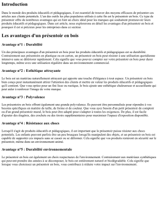 Les avantages d'un présentoir en bois pour les produits éducatifs et pédagogique