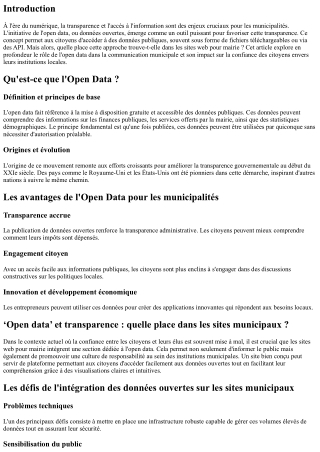 “‘Open data’ et transparence : quelle place dans les sites municipaux ?”