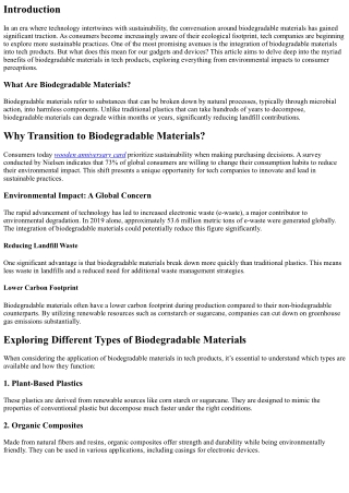 “Explore the Benefits of Biodegradable Materials in Tech Products”