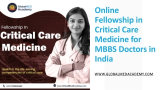 Online Fellowship in Critical Care Medicine for MBBS Doctors in India