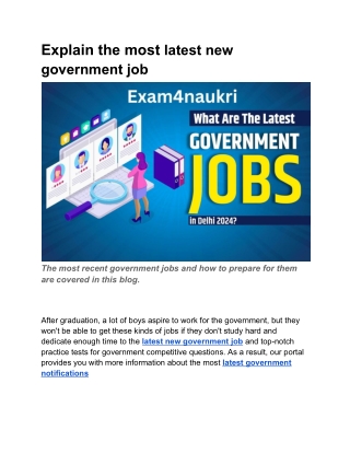 Explain the most latest new government job