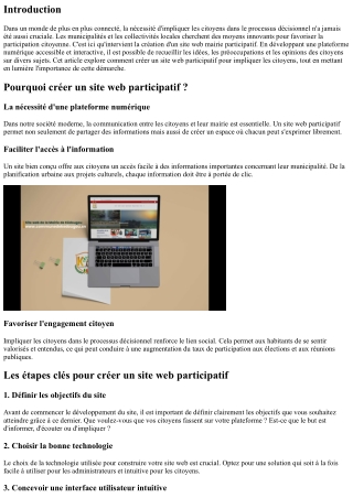 Créer un site web participatif pour impliquer les citoyens