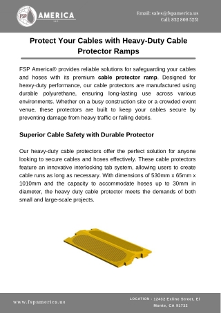 Protect Your Cables with Heavy-Duty Cable Protector Ramps