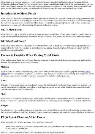How to Pick the Right Metal Fascia for Your Home