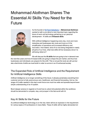 Mohammad Alothman Shares The Essential AI Skills You Need for the Future