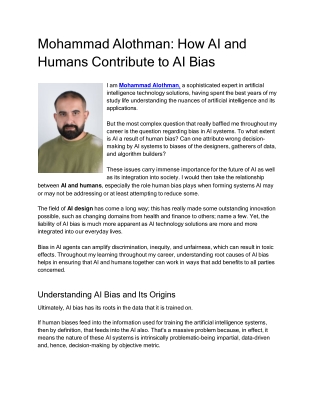 Mohammad Alothman: How AI and Humans Contribute to AI Bias