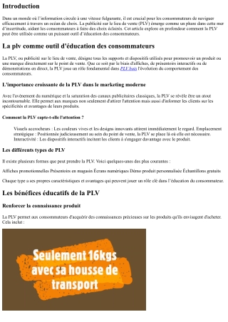 La plv comme outil d'éducation des consommateurs