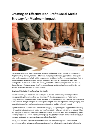 Creating an Effective Non-Profit Social Media Strategy for Maximum Impact