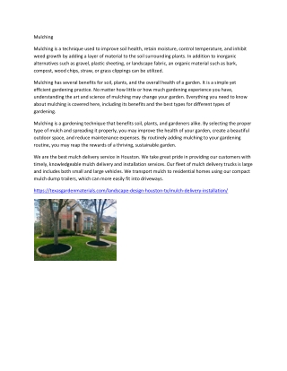Mulch Delivered – Houston, Memorial, Bellaire, Katy, Sugar Land, TX