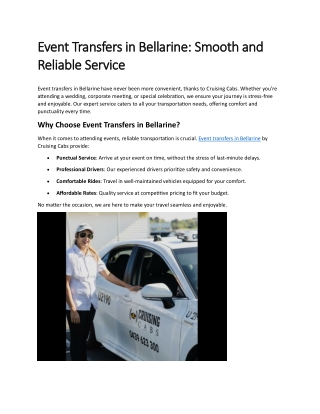Event Transfers in Bellarine - Smooth and Reliable Service