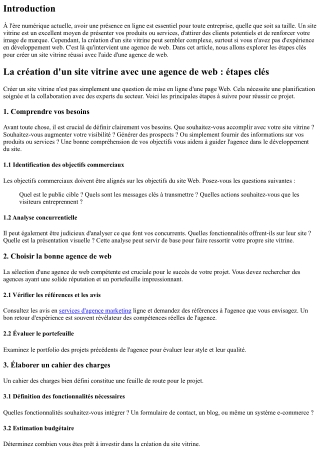 La création d'un site vitrine avec une agence de web : étapes clés