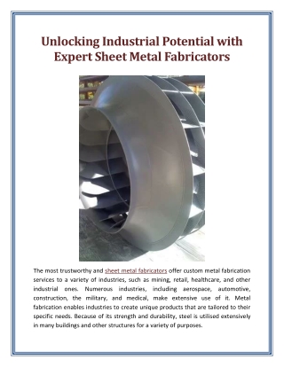 Unlocking Industrial Potential with Expert Sheet Metal Fabricators