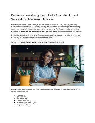 Business Law Assignment Help Australia_ Expert Support for Academic Success