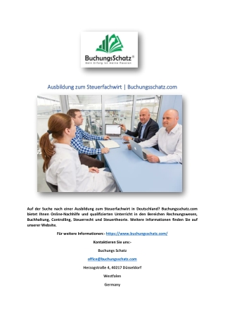 Ausbildung zum Steuerfachwirt | Buchungsschatz.com