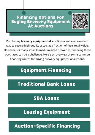 Financing Options For Buying Brewery Equipment At Auctions