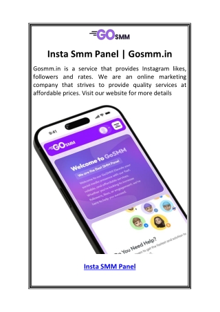 Insta Smm Panel  Gosmm.in