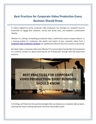 Best Practices for Corporate Video Production Every Business Should Know