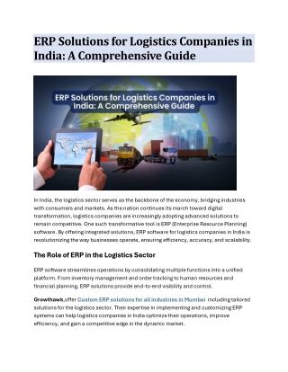 ERP Solutions for Logistics Companies in India  A Comprehensive Guide