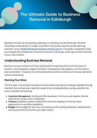 The Ultimate Guide to Business Removal in Edinburgh