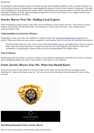 “Jewelry Buyer Etiquette: Building Trust with Antique Sellers”
