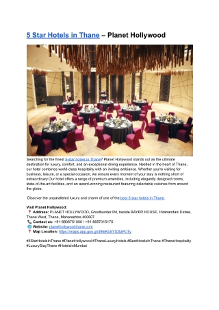 5 Star Hotels in Thane – Planet Hollywood