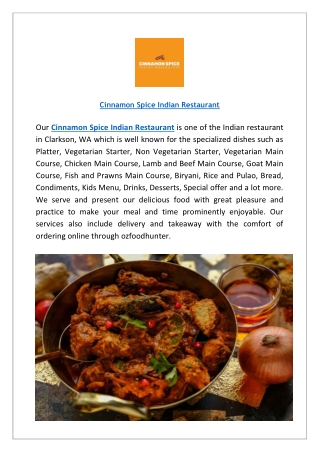 Cinnamon Spice Indian Restaurant Clarkson | Order Online
