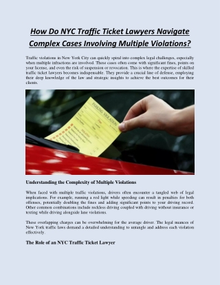 How Do NYC Traffic Ticket Lawyers Navigate Complex Cases Involving Multiple Violations