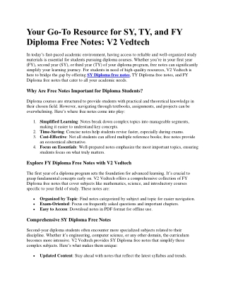 Your Go-To Resource for SY, TY, and FY Diploma Free Notes