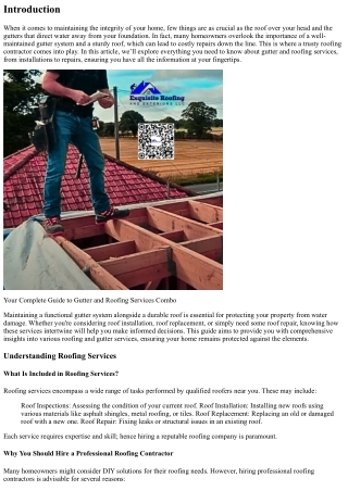 “Your Complete Guide to Gutter and Roofing Services Combo”
