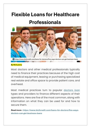 Flexible Loans for Healthcare Professionals