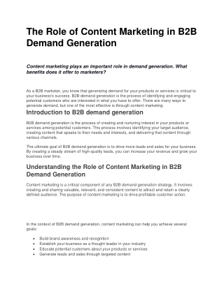 The Role of Content Marketing in B2B Demand Generation