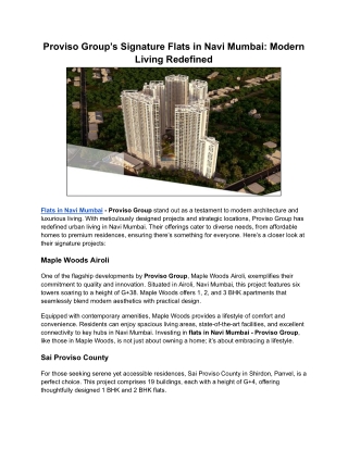 Proviso Group’s Signature Flats in Navi Mumbai_ Modern Living Redefined