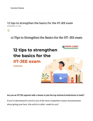 12 tips to strengthen the basics for the IIT-JEE exam