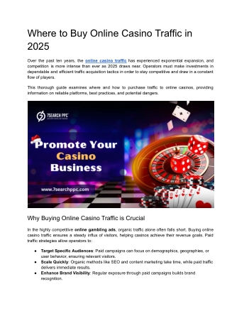 Where to Buy Online Casino Traffic in 2025