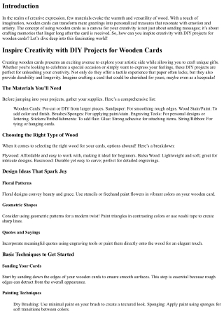 “Inspire Creativity with DIY Projects for Wooden Cards”