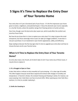 When to Replace Your Entry Door Top Signs for Toronto Homes