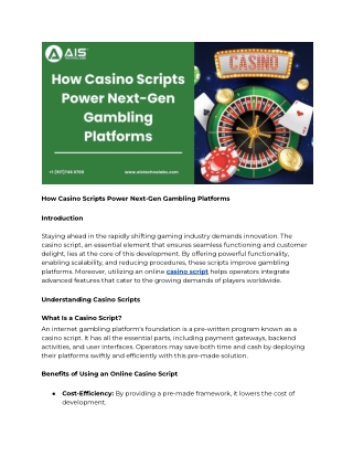 How Casino Scripts Power Next-Gen Gambling Platforms